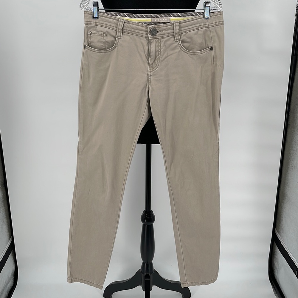 Stefanel Tan Straight Leg Zipper Accents Pants‎ size 8